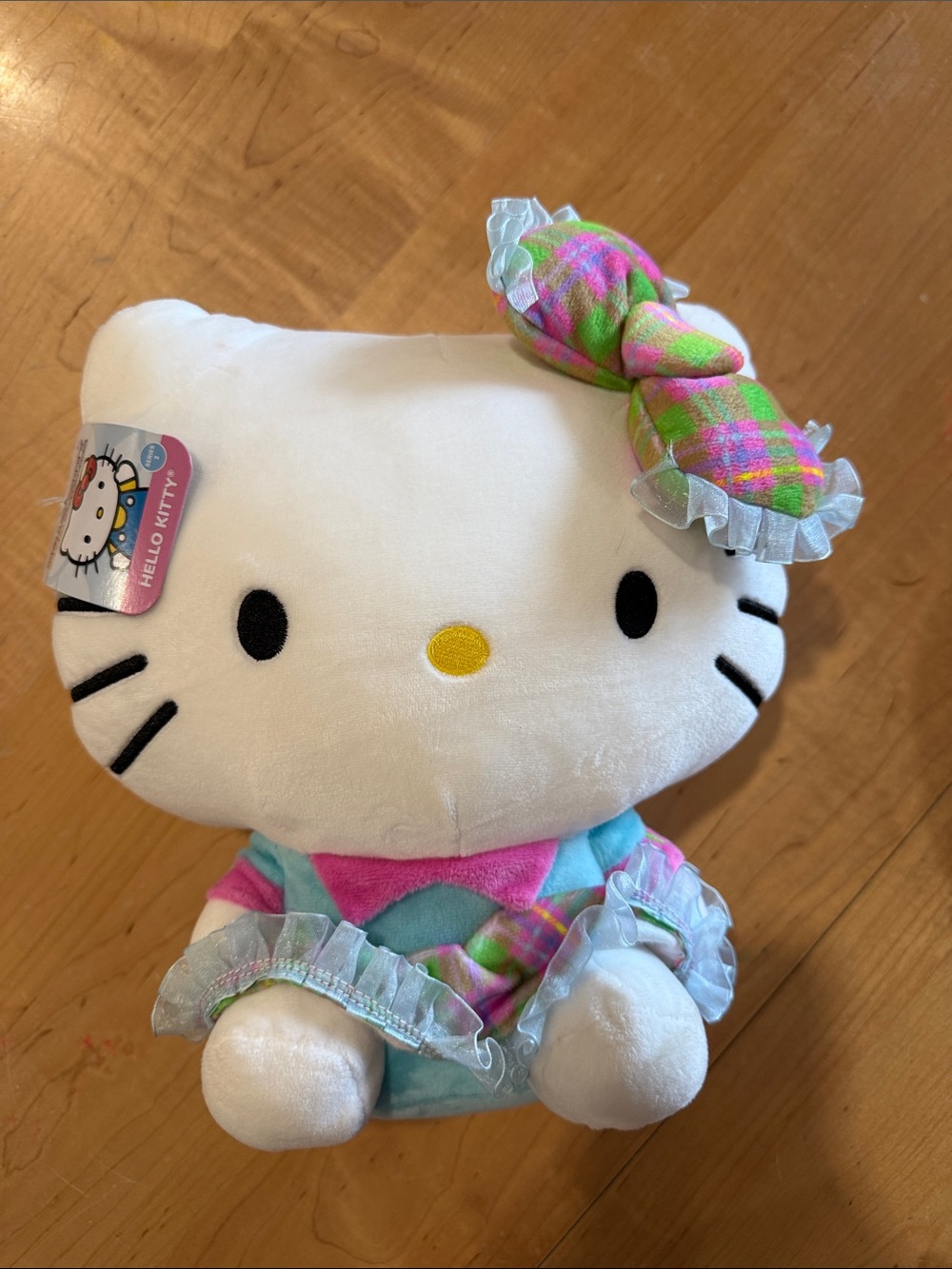 Hello Kitty Plush - White with Pink, Green & Blue Outfit